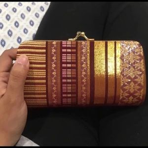 red/gold indian clutch